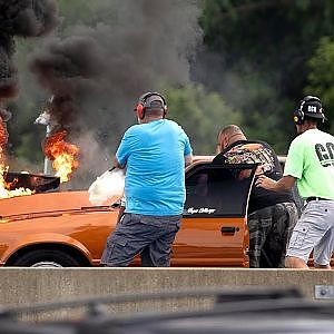 BIG Wreck Sends Camaro OVER Wall, Foxbody ON FIRE, + CLOSE Races!
