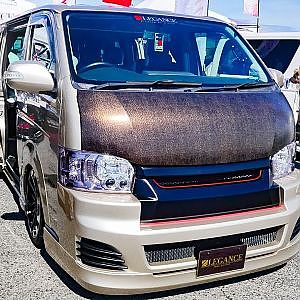 (4K)LEGANCE HIACE 200 NARROW BODY body kit تويوتا هايس レガンス 200系ハイエースナローボディ・カスタム - スーパーカーニバル2017